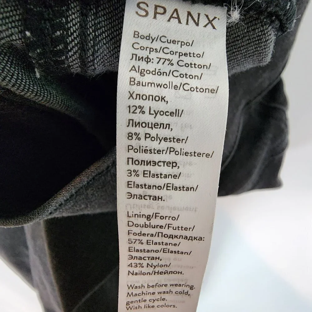 Spanx Vintage Distressed Ankle Skinny Jeans Vintage Black Stretch Tummy Panel Md